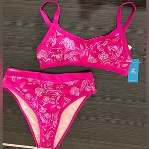 Swimsuit NWT Bikini Fuchsia Pink Floral Pattern Size S